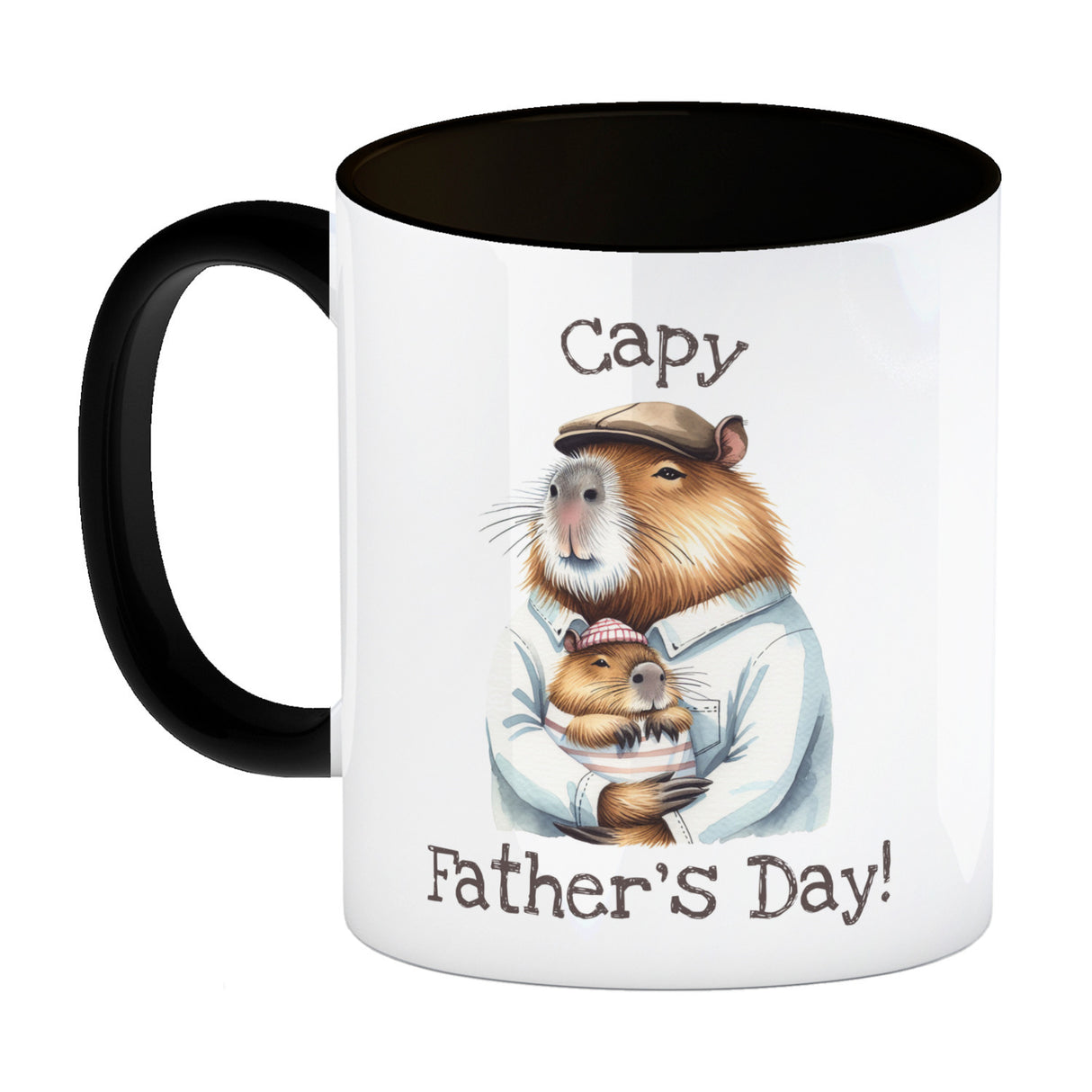 Capybara-Papa Aquarell-Optik Kaffeebecher mit Spruch Capy Father's Day