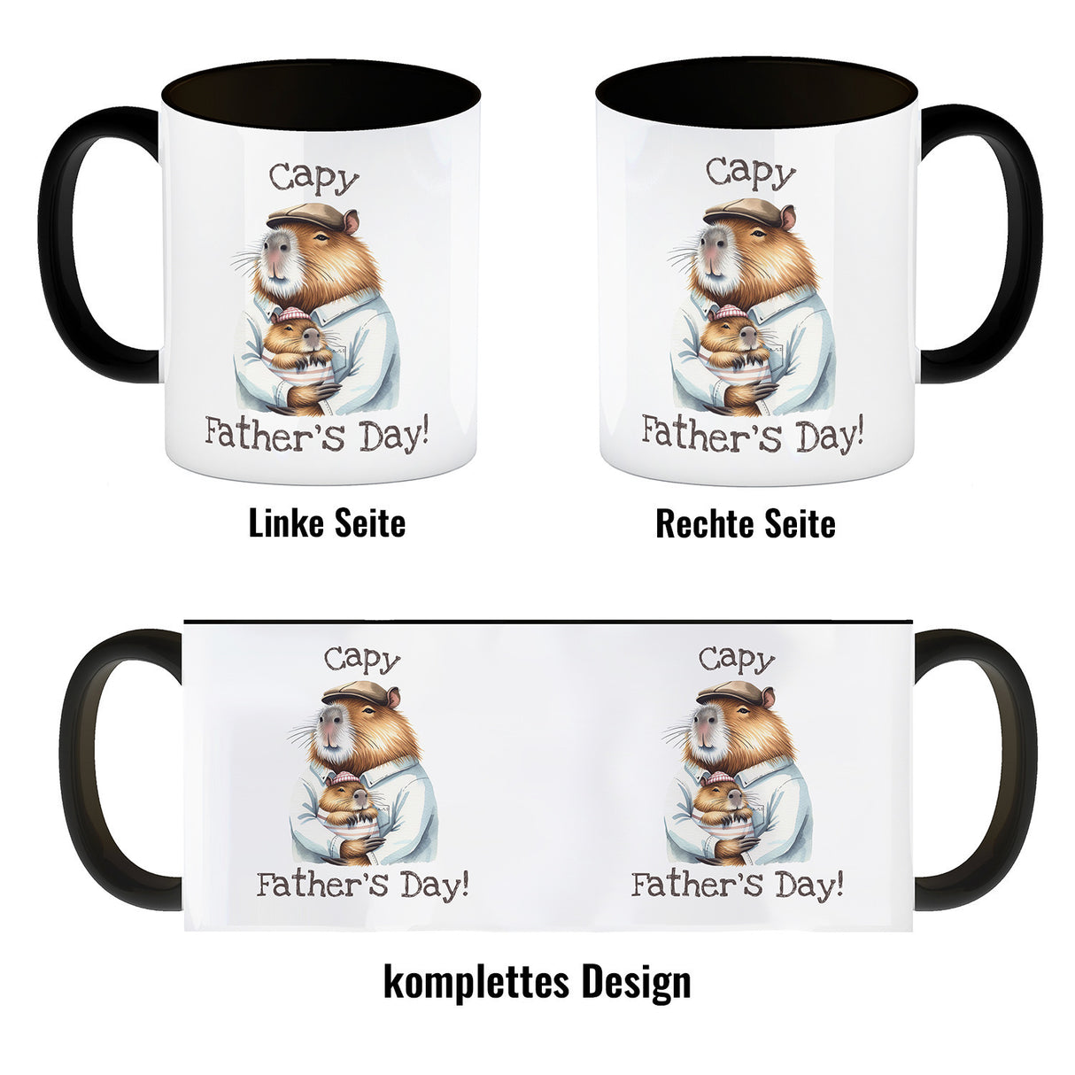 Capybara-Papa Aquarell-Optik Kaffeebecher mit Spruch Capy Father's Day