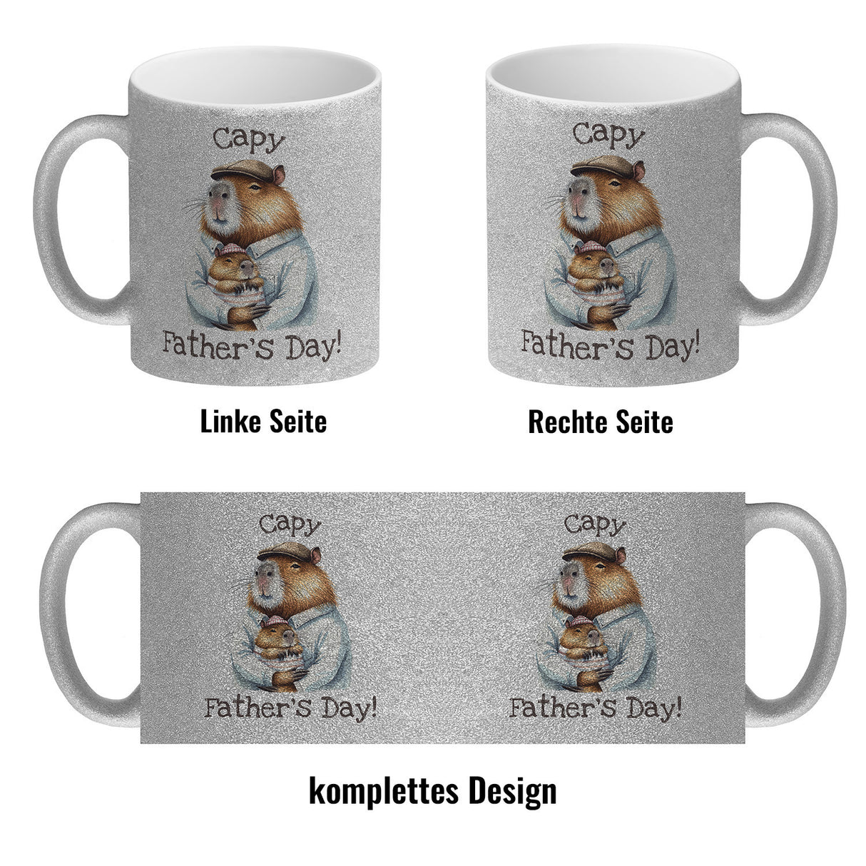 Capybara-Papa Aquarell-Optik Kaffeebecher mit Spruch Capy Father's Day