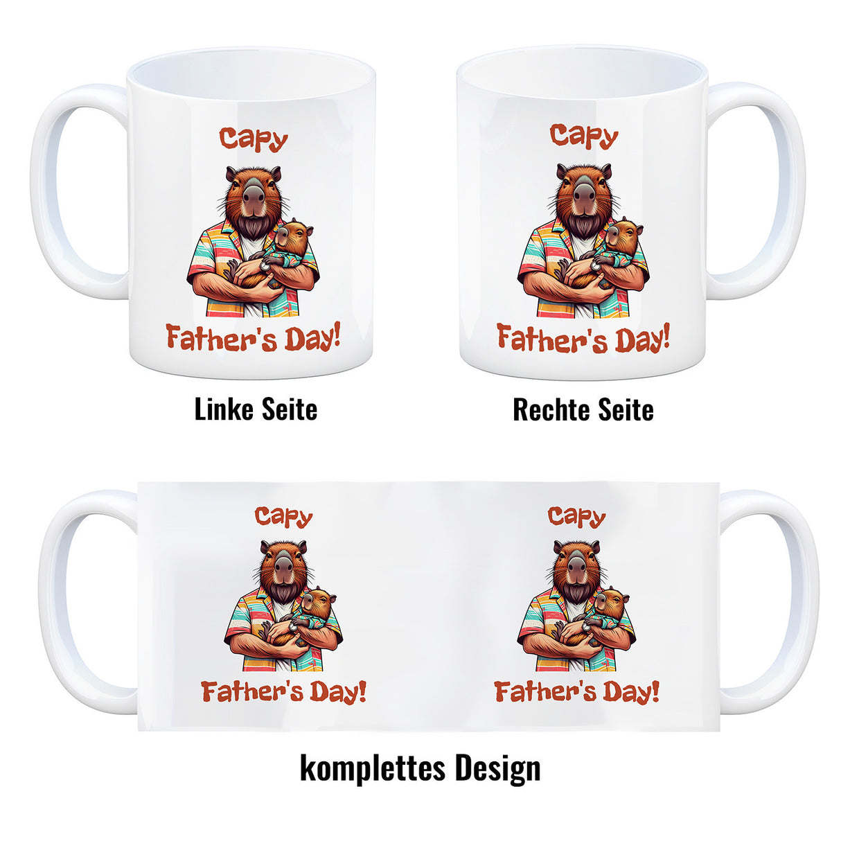 Capybara-Papa mit Kind Kaffeebecher mit Spruch Capy Father's Day