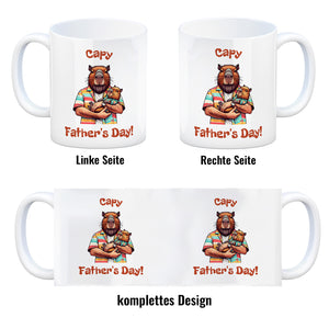Capybara-Papa mit Kind Kaffeebecher mit Spruch Capy Father's Day