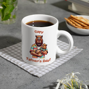Capybara-Papa mit Kind Kaffeebecher mit Spruch Capy Father's Day