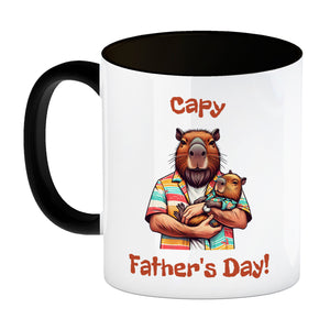 Capybara-Papa mit Kind Kaffeebecher mit Spruch Capy Father's Day