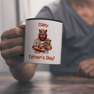 Capybara-Papa mit Kind Kaffeebecher mit Spruch Capy Father's Day