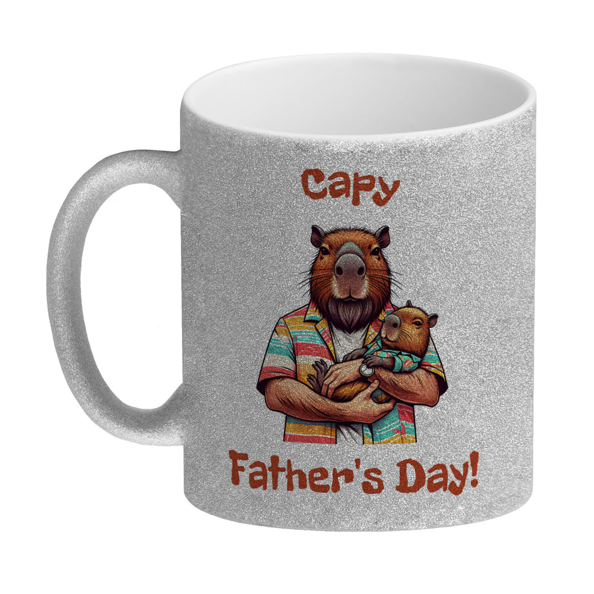 Capybara-Papa mit Kind Kaffeebecher mit Spruch Capy Father's Day