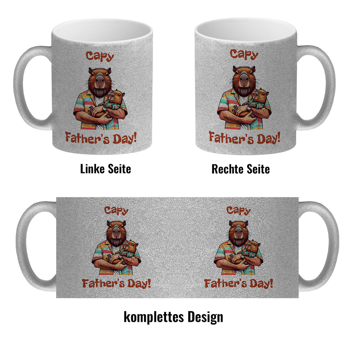 Capybara-Papa mit Kind Kaffeebecher mit Spruch Capy Father's Day