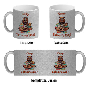 Capybara-Papa mit Kind Kaffeebecher mit Spruch Capy Father's Day