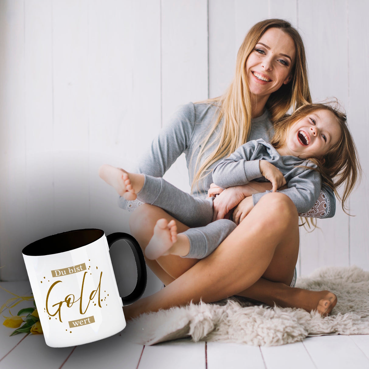 Danksagung Kaffeebecher mit Spruch Du bist Gold wert