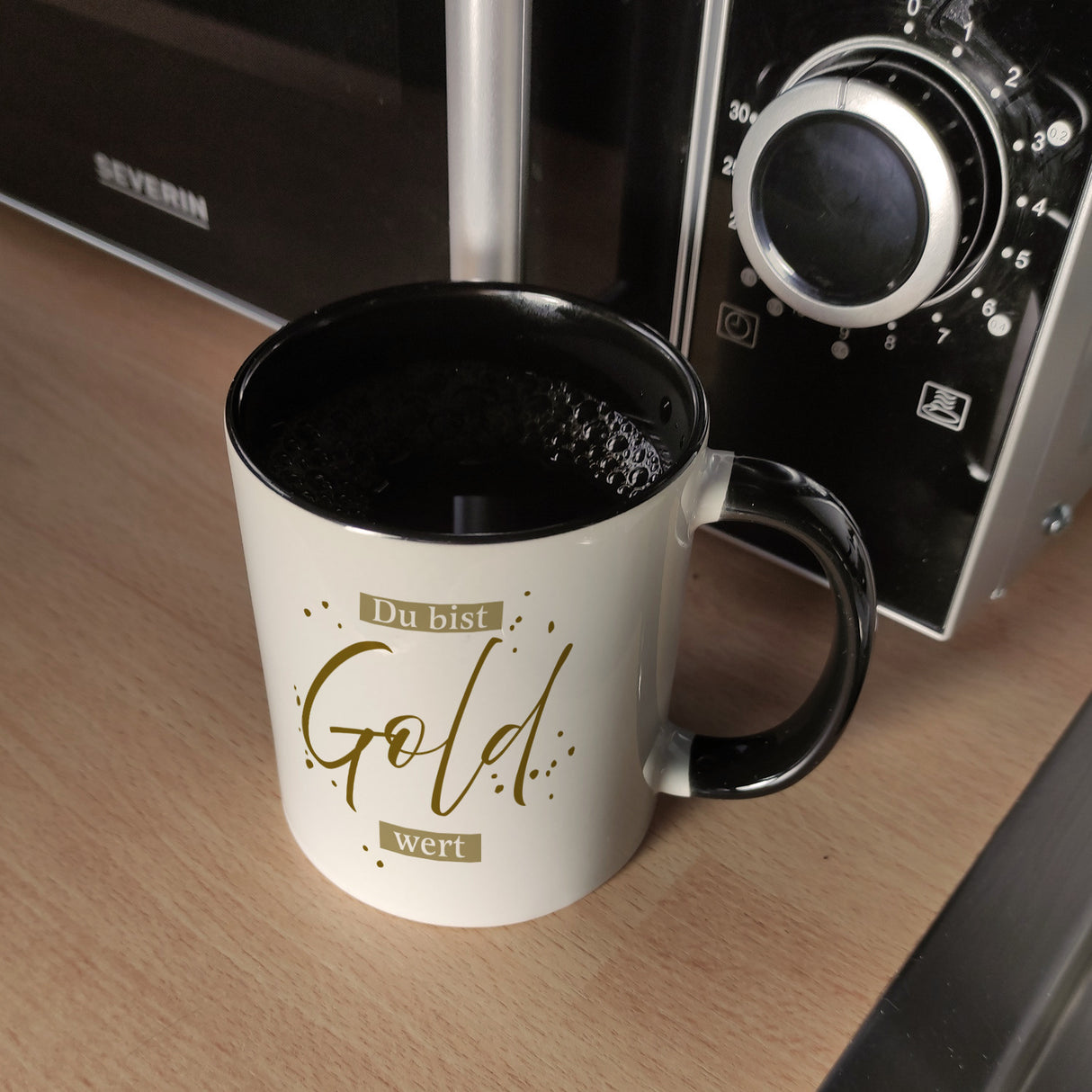 Danksagung Kaffeebecher mit Spruch Du bist Gold wert