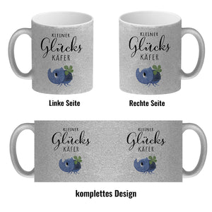 Nashornkäfer mit Klee Kaffeebecher mit Spruch Kleiner Glückskäfer
