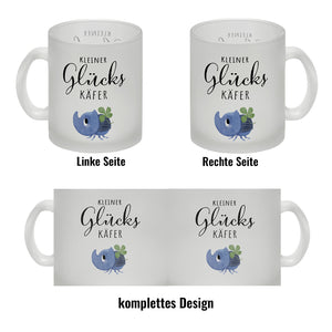 Nashornkäfer mit Klee Kaffeebecher mit Spruch Kleiner Glückskäfer