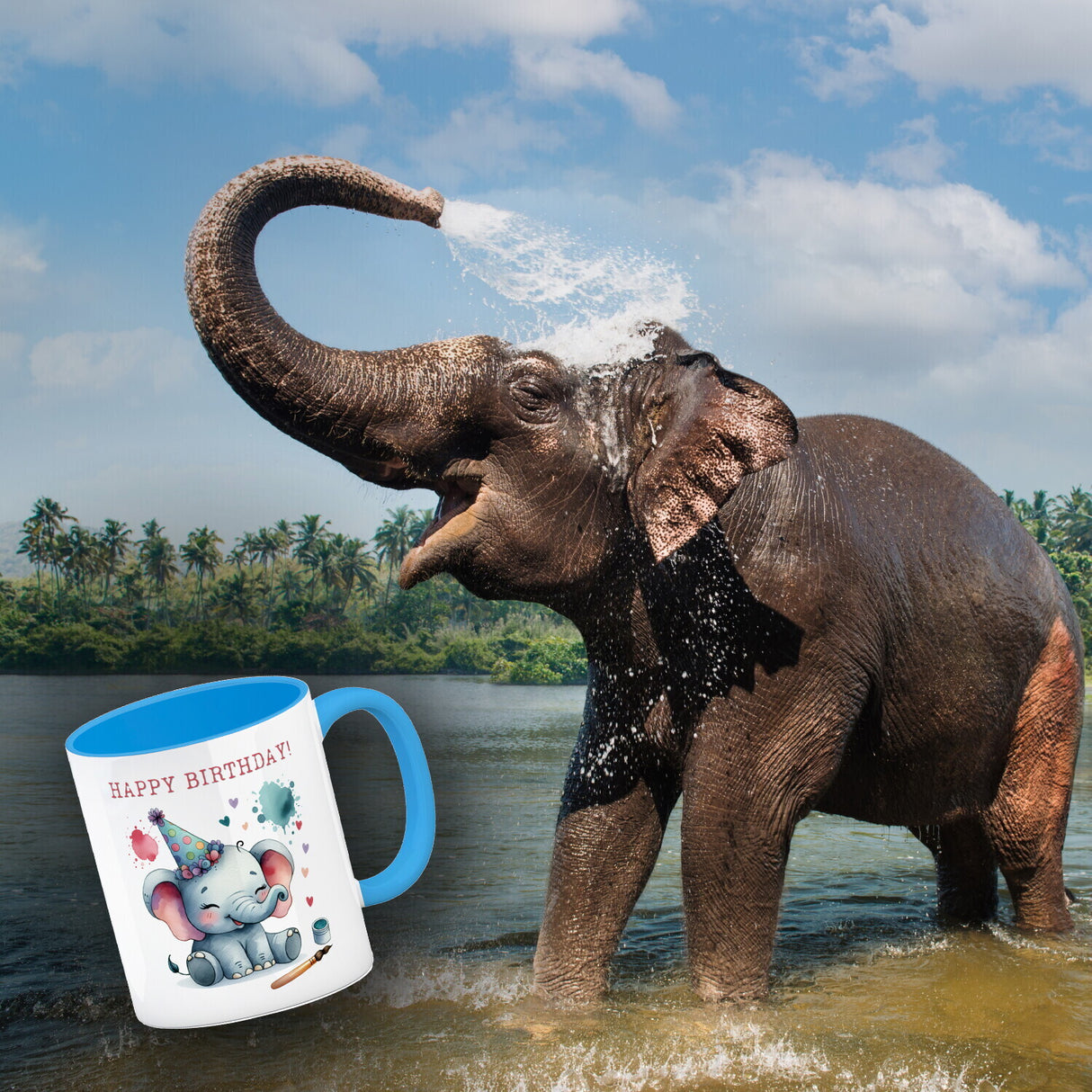 Happy Birthday Elefant Kaffeebecher