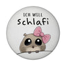 Meme Hamster Magnet rund mit Spruch Ich will Schlafi