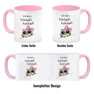 Meme Hamster Kaffeebecher mit Spruch Ich will Schlafi Schlafi