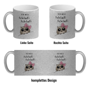 Meme Hamster Kaffeebecher mit Spruch Ich will Schlafi Schlafi