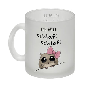 Meme Hamster Kaffeebecher mit Spruch Ich will Schlafi Schlafi