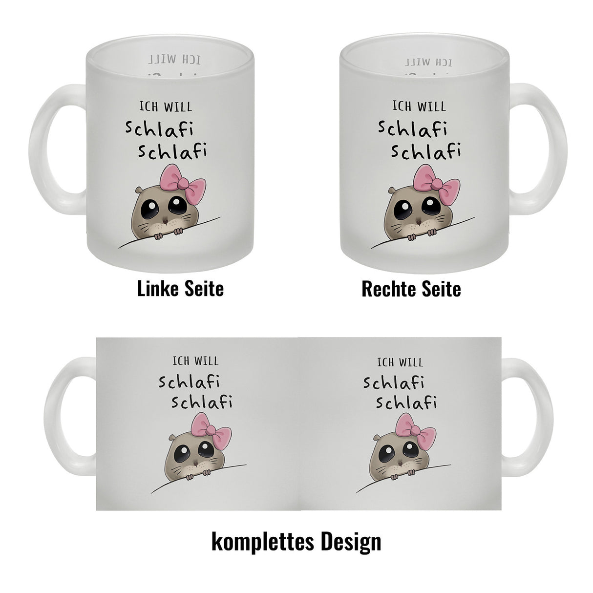 Meme Hamster Kaffeebecher mit Spruch Ich will Schlafi Schlafi