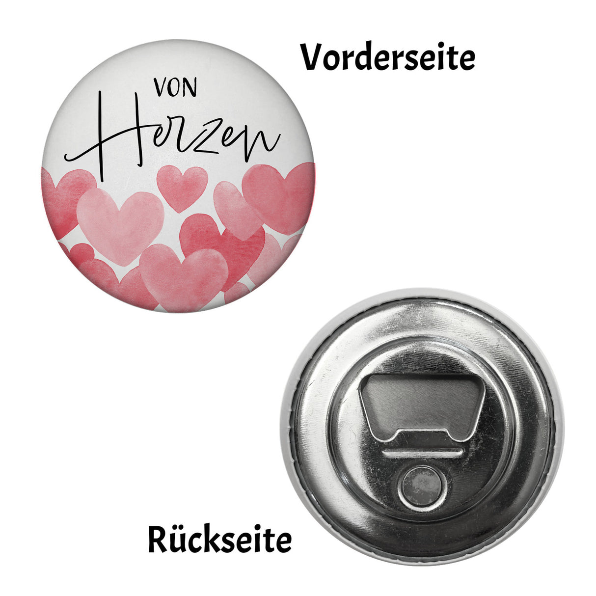 Herzen Magnet rund mit Spruch Von Herzen