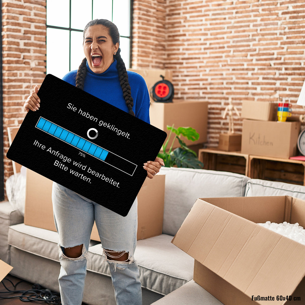 Sie haben geklingelt Fußmatte in 35x50 cm ohne Rand mit Spruch Anfrage in Bearbeitung bitte warten