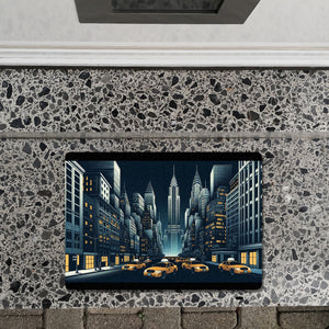 New Yorker Häuserschlucht und Taxis Fußmatte in 35x50 cm ohne Rand