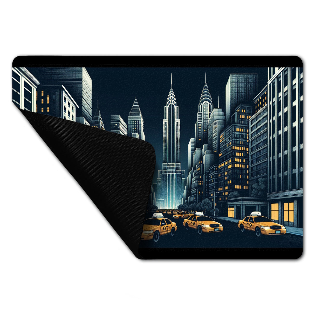 New Yorker Häuserschlucht und Taxis Fußmatte in 35x50 cm ohne Rand