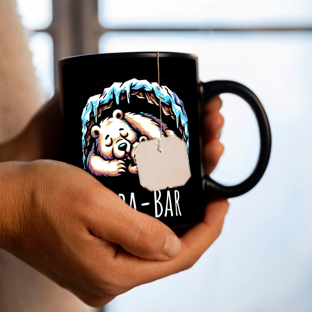 Bärenpapa Tasse in Schwarz mit Spruch Papa-Bär