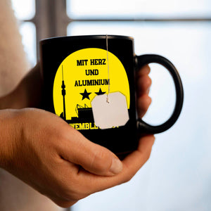 Dortmund Finale Wembley 2024 Tasse in Schwarz mit Spruch Mit Herz und Aluminium