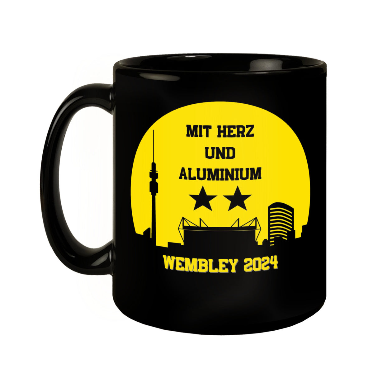 Dortmund Finale Wembley 2024 Tasse in Schwarz mit Spruch Mit Herz und Aluminium