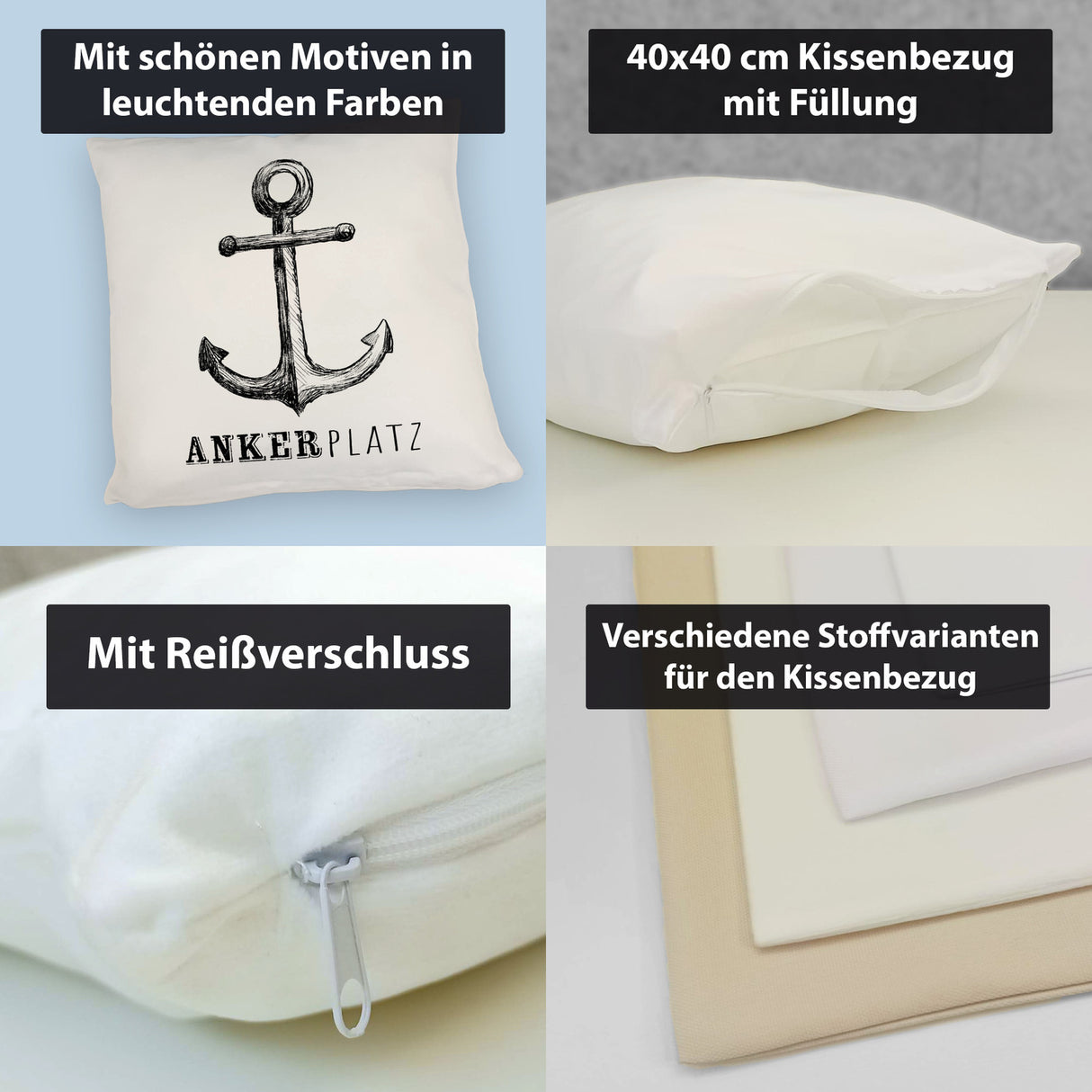 Anker Kissen mit Spruch Ankerplatz