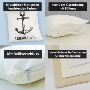 Anker Kissen mit Spruch Ankerplatz