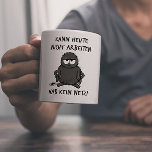 Hary die Spinne Kaffeebecher mit Spruch Heute arbeitsunfähig - kein Netz