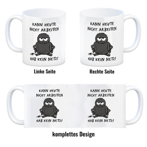 Hary die Spinne Kaffeebecher mit Spruch Heute arbeitsunfähig - kein Netz