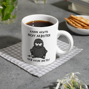 Hary die Spinne Kaffeebecher mit Spruch Heute arbeitsunfähig - kein Netz