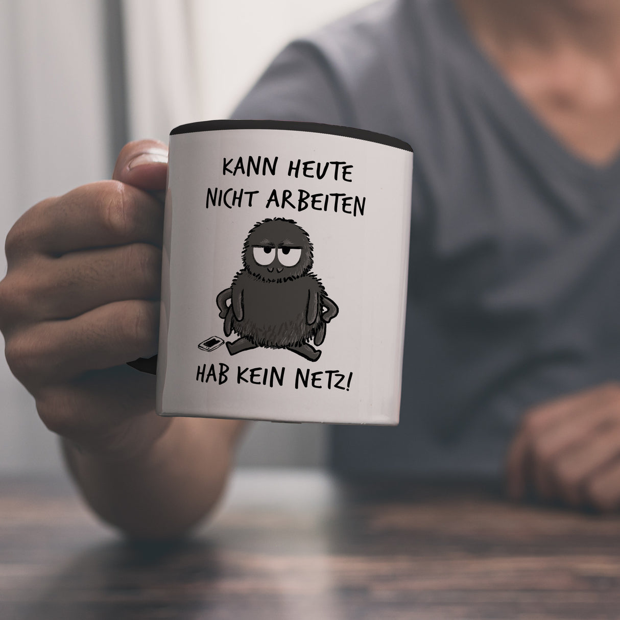 Hary die Spinne Kaffeebecher mit Spruch Heute arbeitsunfähig - kein Netz