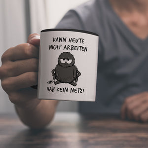 Hary die Spinne Kaffeebecher mit Spruch Heute arbeitsunfähig - kein Netz