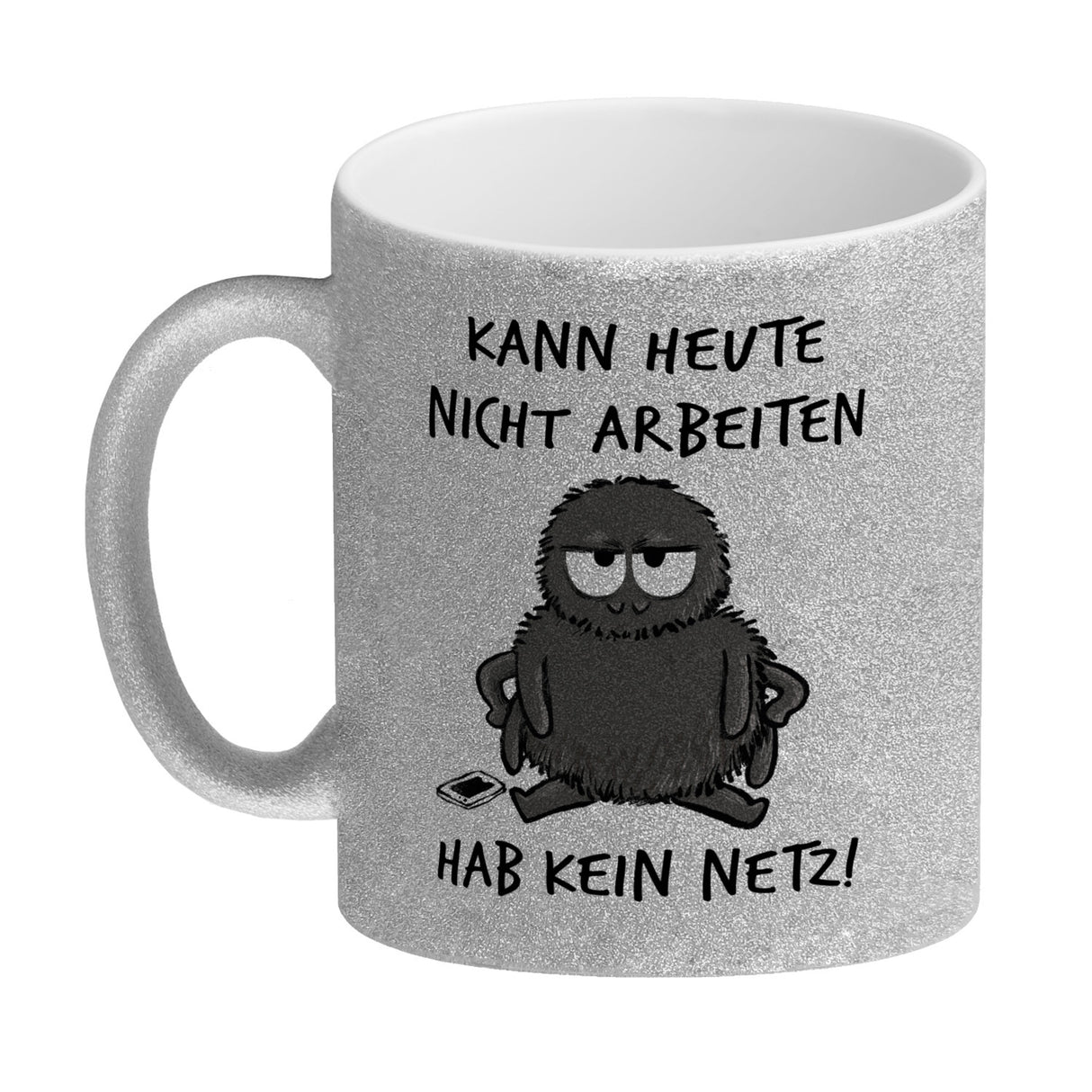 Hary die Spinne Kaffeebecher mit Spruch Heute arbeitsunfähig - kein Netz