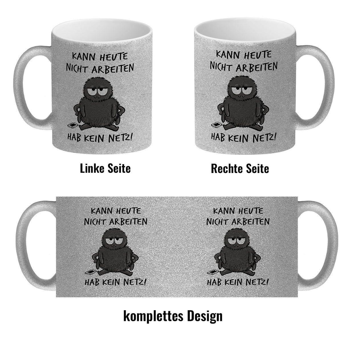 Hary die Spinne Kaffeebecher mit Spruch Heute arbeitsunfähig - kein Netz