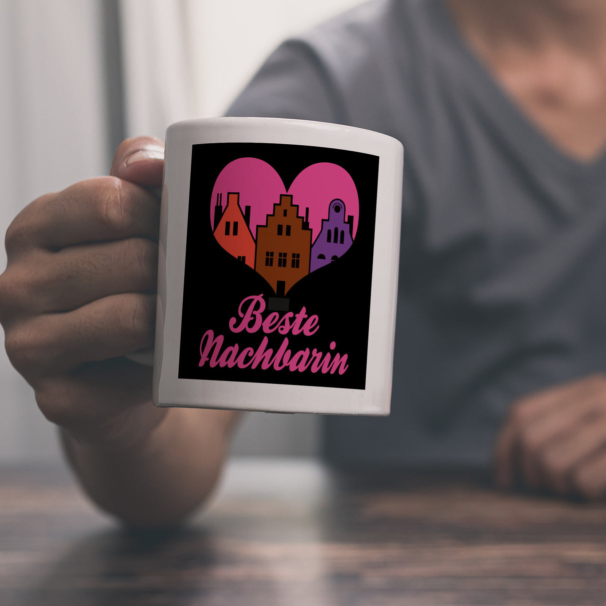 Nachbarschaft Kaffeebecher mit Spruch Beste Nachbarin