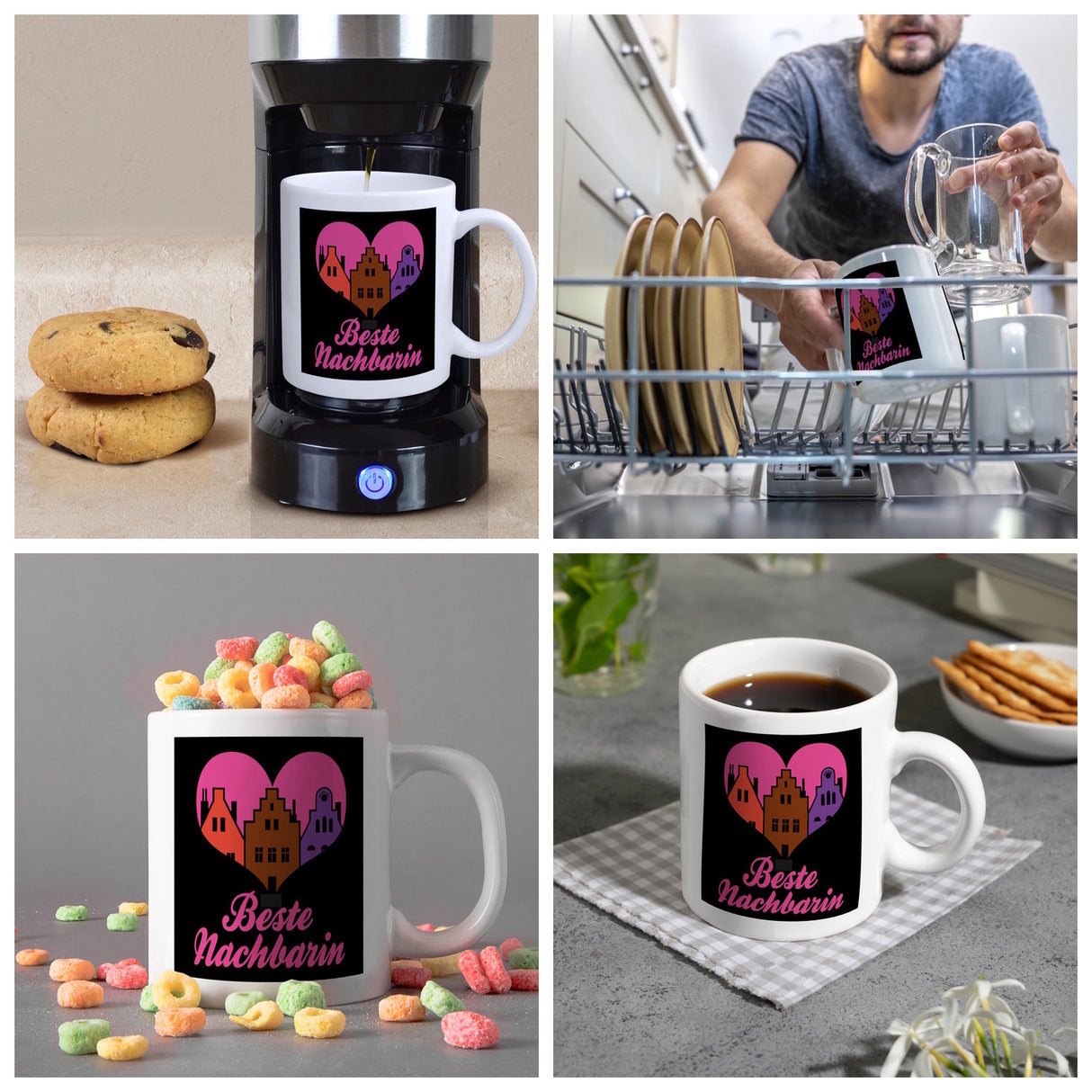 Nachbarschaft Kaffeebecher mit Spruch Beste Nachbarin