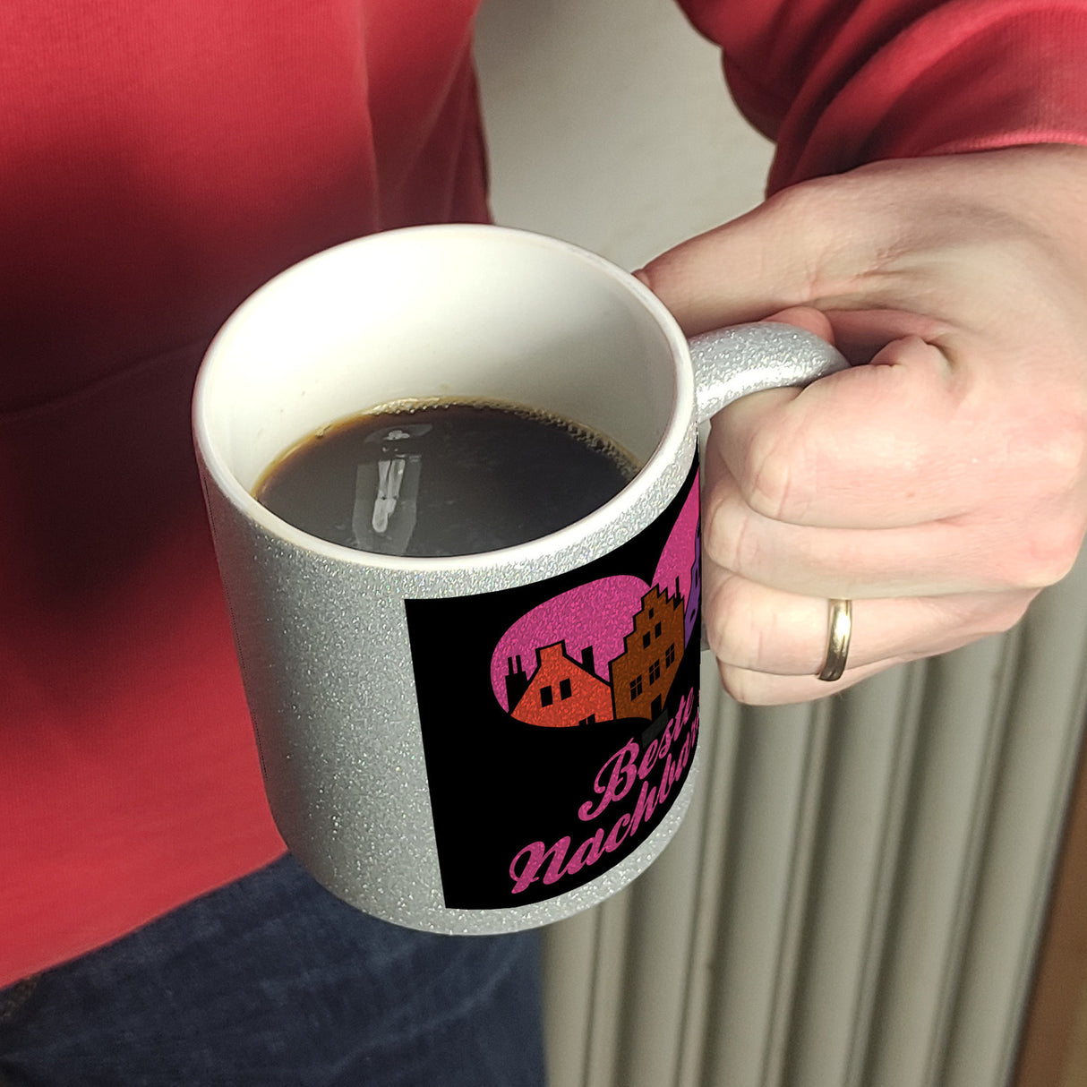 Nachbarschaft Kaffeebecher mit Spruch Beste Nachbarin