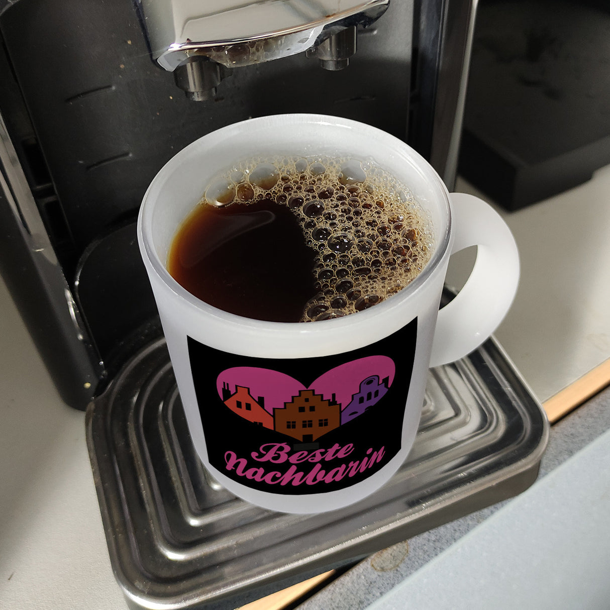 Nachbarschaft Kaffeebecher mit Spruch Beste Nachbarin