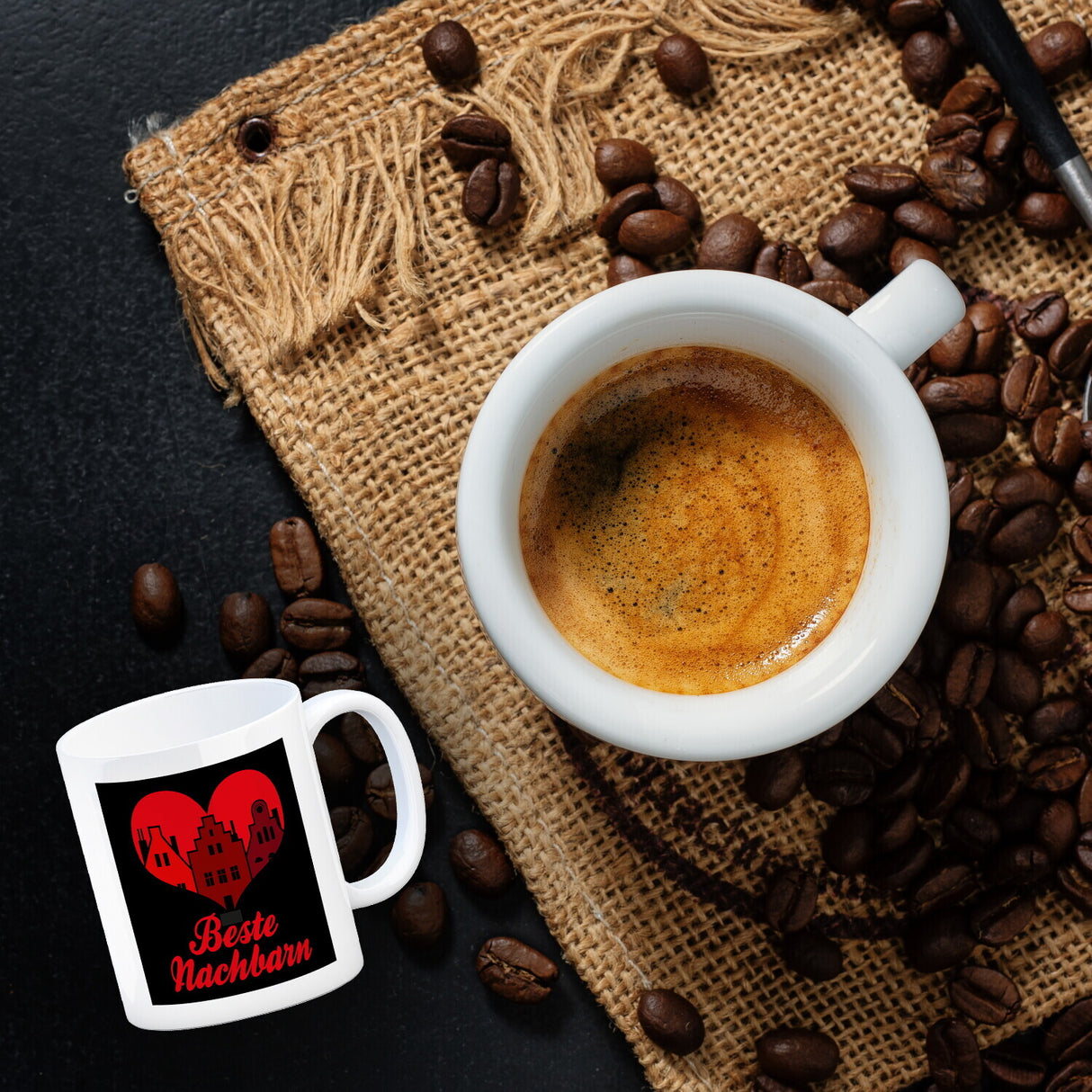 Nachbarschaft Kaffeebecher mit Spruch Beste Nachbarn