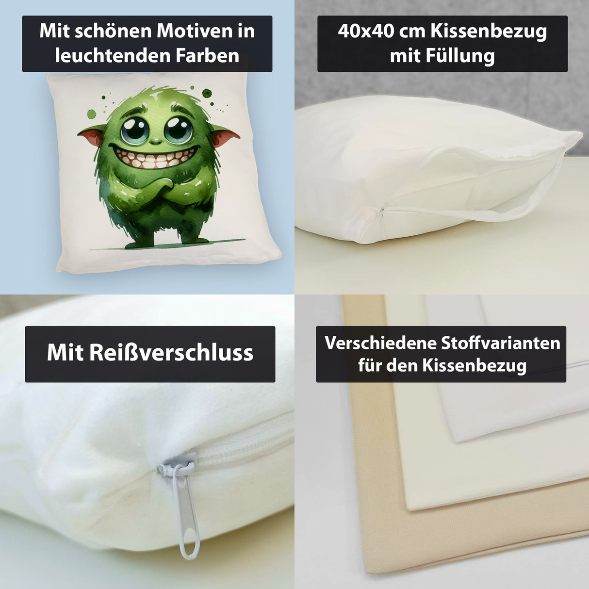 grünes Monster Kissen