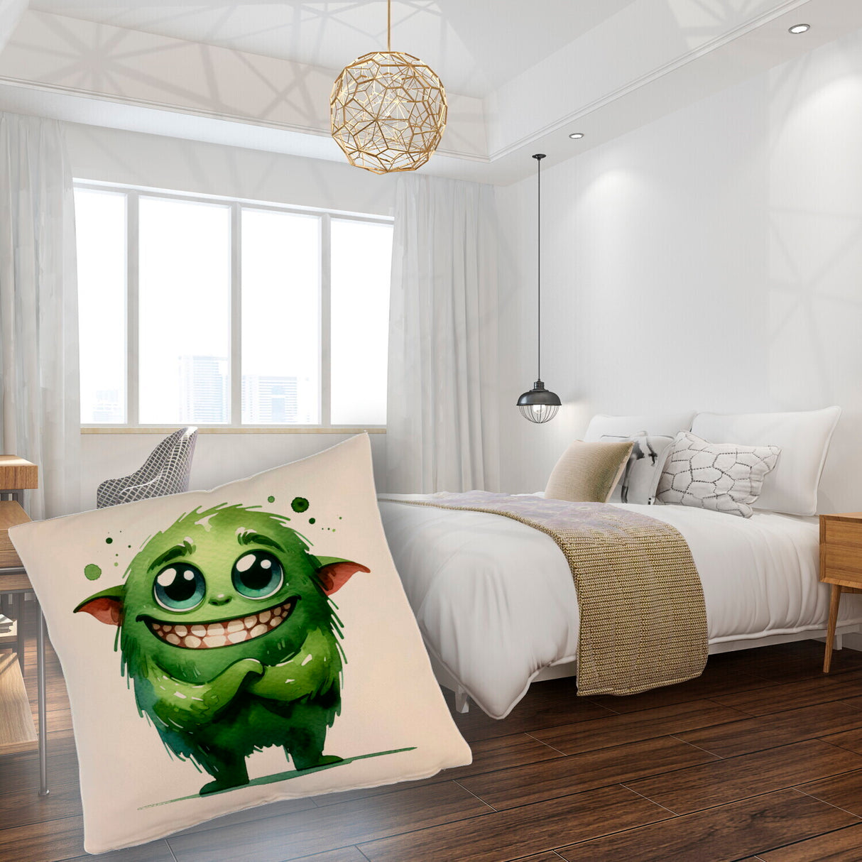 grünes Monster Kissen