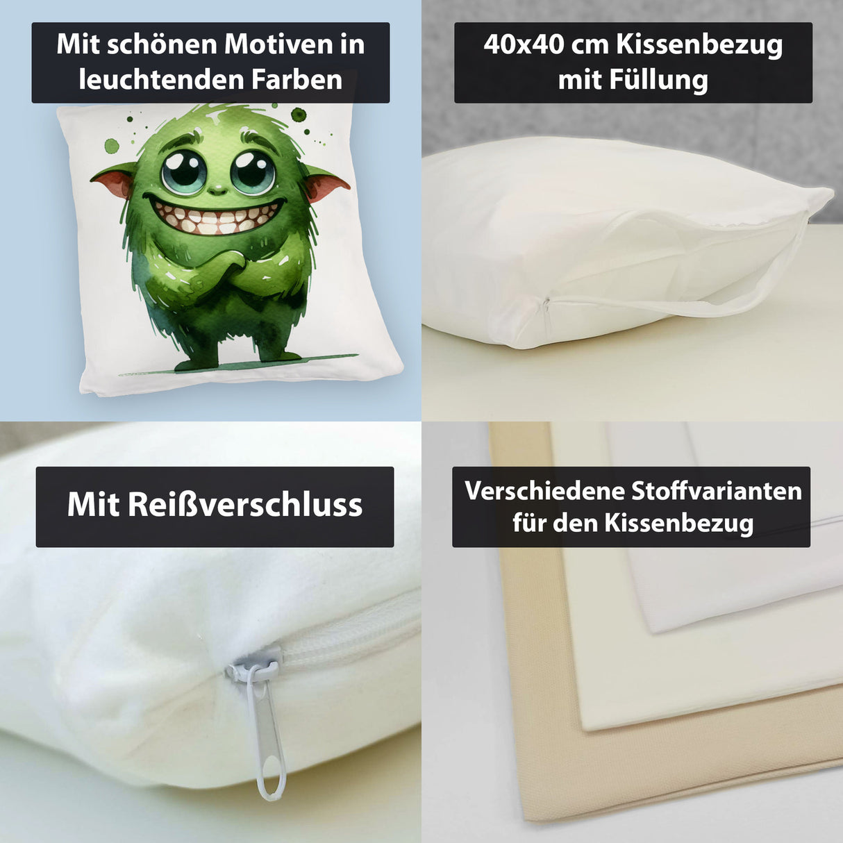 grünes Monster Kissen