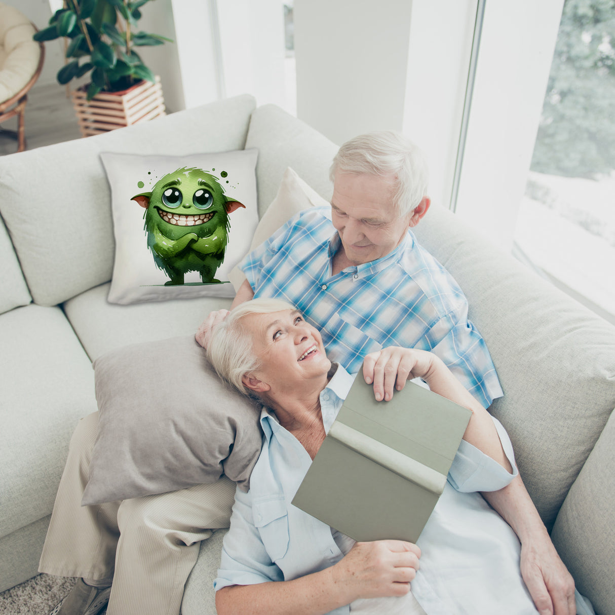 grünes Monster Kissen