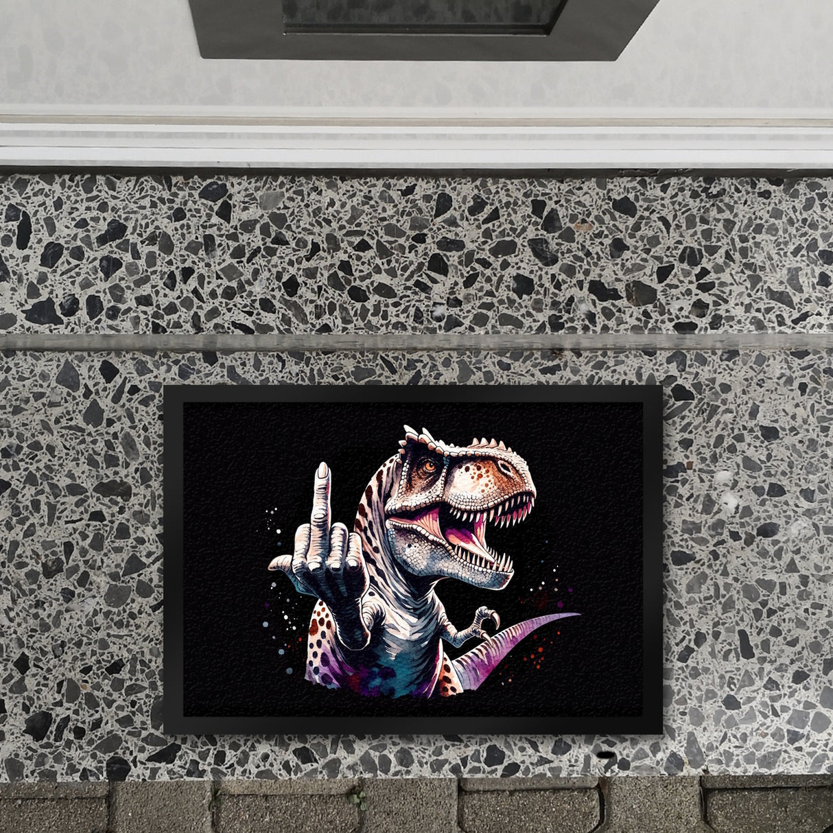 Dino Mittelfinger Fußmatte in 35x50 cm