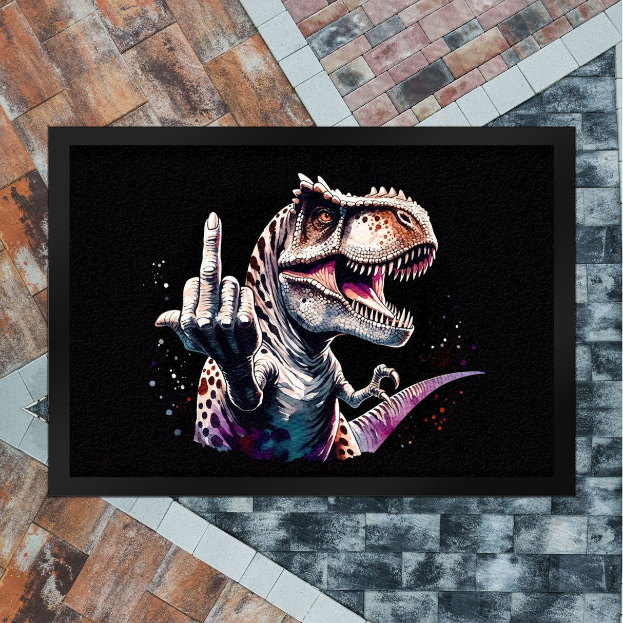 Dino Mittelfinger Fußmatte in 35x50 cm