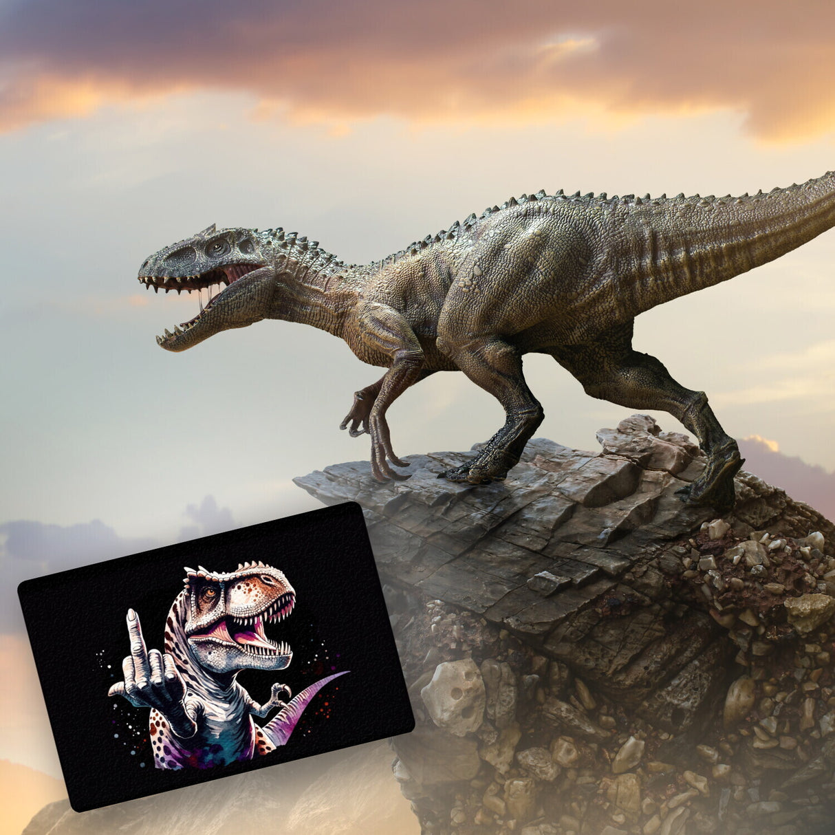 Dino Mittelfinger Fußmatte in 35x50 cm ohne Rand