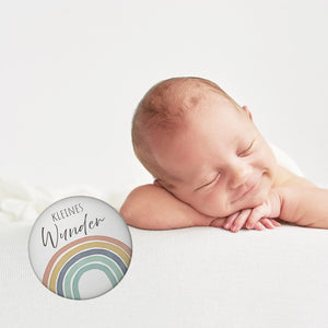 Regenbogen Magnet rund mit Spruch Kleines Wunder